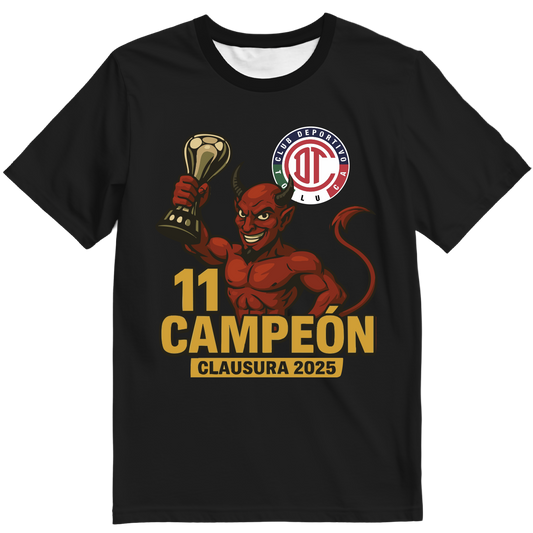Playera Algodon Toluca Campeon 1 Negra