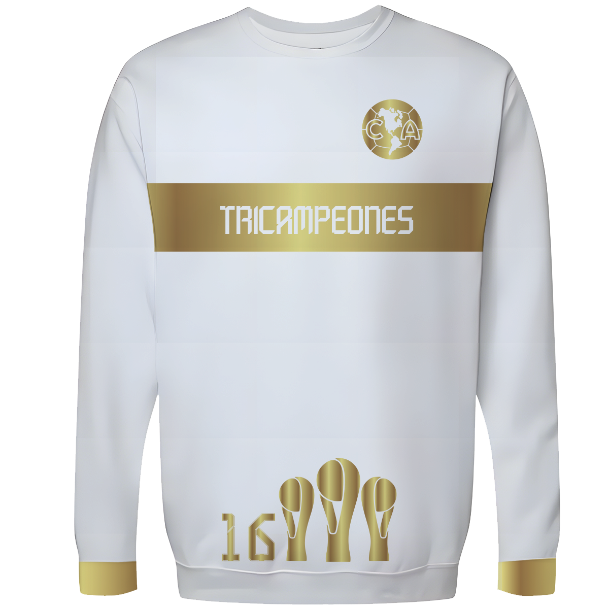 Sueter America Dorada Tricampeones Blanca