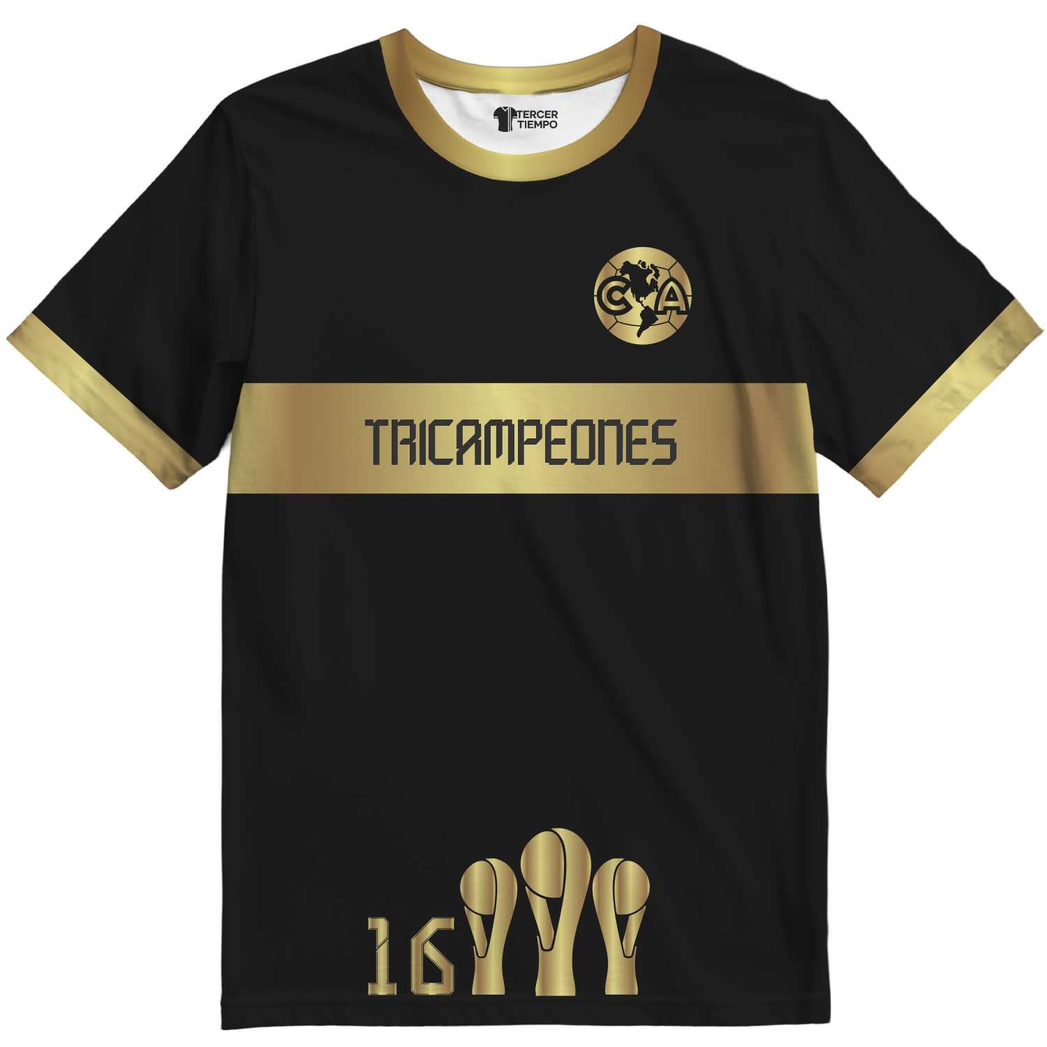 Playera America Campeon Dorada Negra