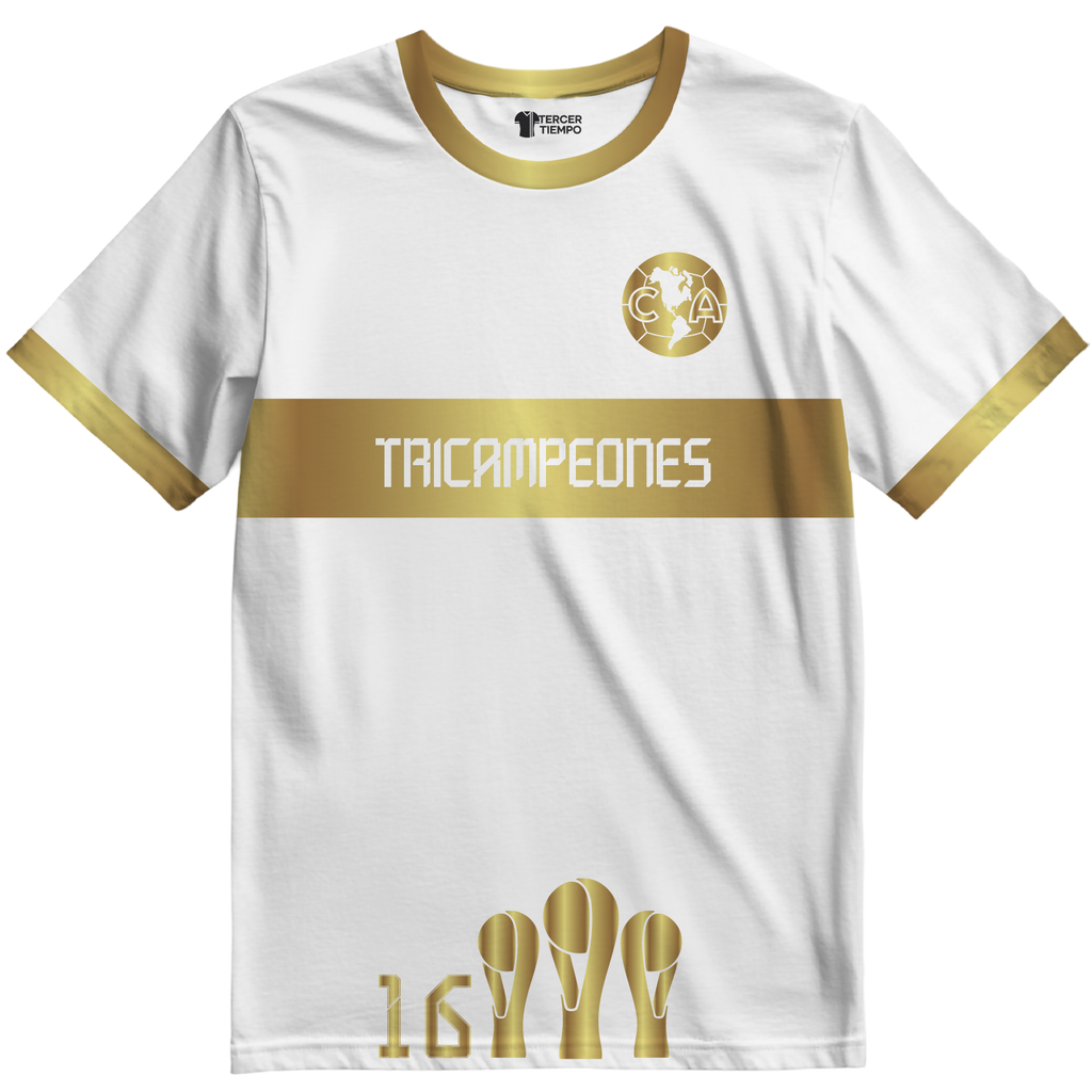 Playera America Campeon Dorada Blanca