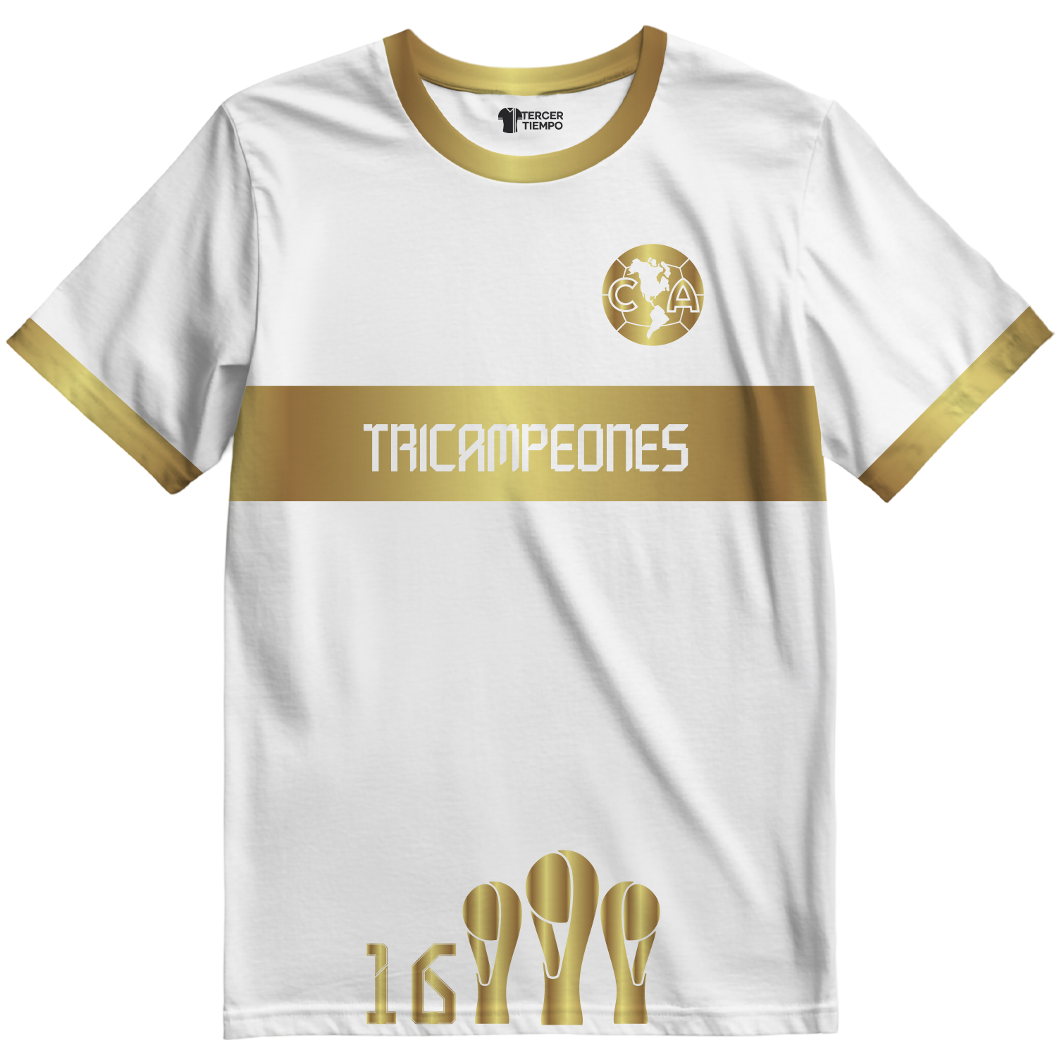 Playera America Campeon Dorada Blanca
