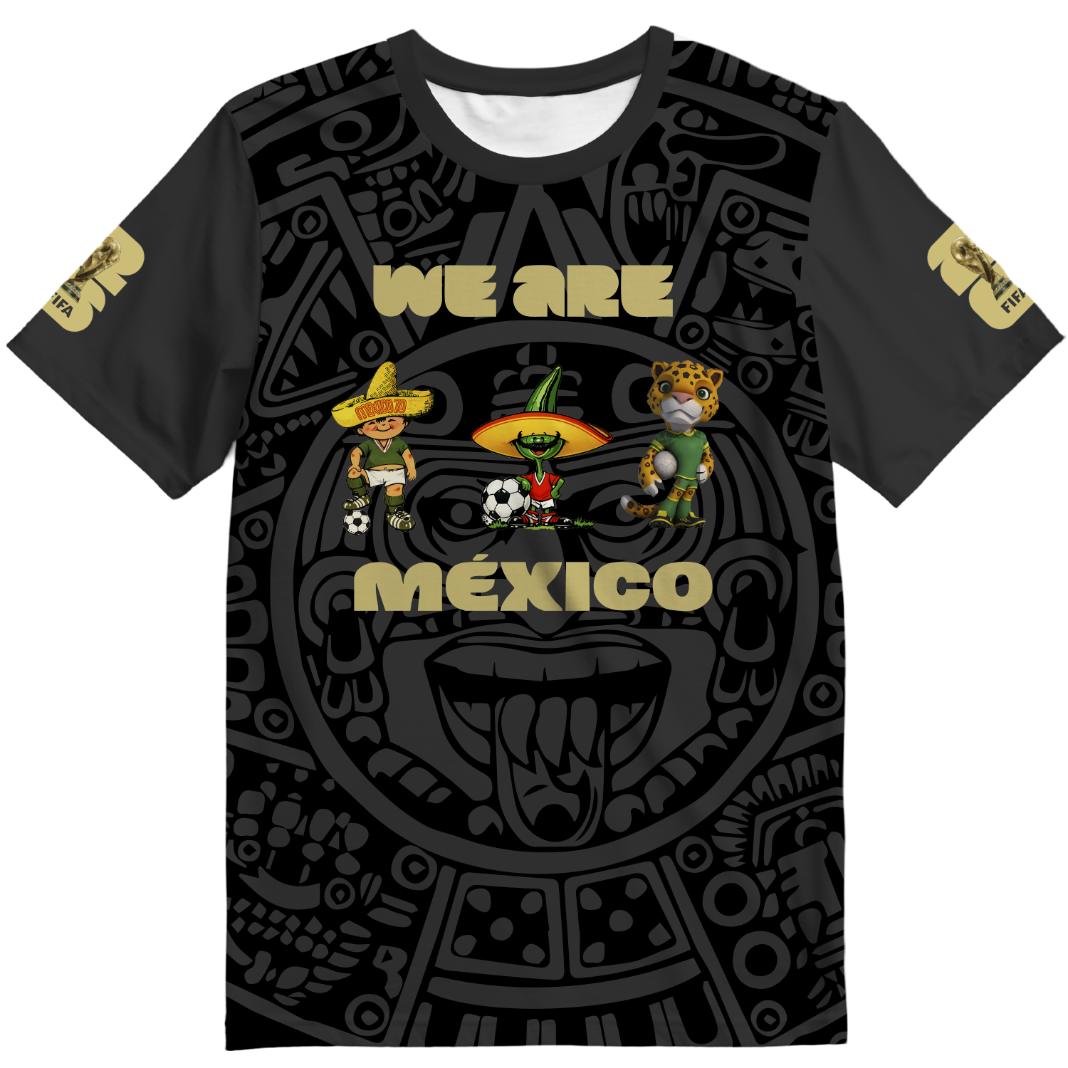 Playera Mexico Mundiales Negra